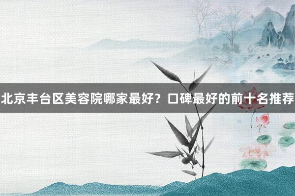 北京丰台区美容院哪家最好？口碑最好的前十名推荐
